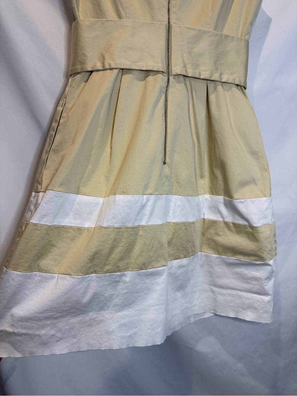 kate spade Yellow and White Belted Midi Dress size 6 100% Cotton Preppy Luxury - Picture 7 of 15